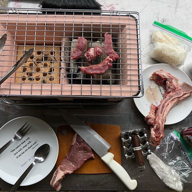 Fire_Sense's tweet photo. A delicious #Repost @onocoffee4 
Robatayaki Porterhouse (seasoned only with a little Marino Sea Salt from Italy) on the @fire_sense grill with @pokpokpdx Thaan charcoal assisted by old school @kingsford, some baon rice, @drinkvirgils Black Cherry Cream S… https://t.co/kaITCrXePv https://t.co/hMx3eRiMtN