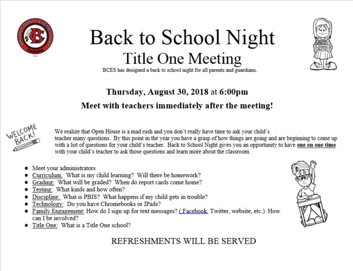 BCES Back to School Night