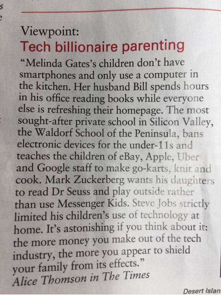 nick_kapur's tweet image. Tech billionaires keep their own kids far away from the very products that made them rich