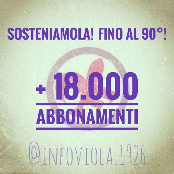 InfoViola1926's tweet photo. Superati i 18.000 abbonamenti! Dai, sosteniamola!
.
.
.
#infoviola #fiorentina #acffiorentina #acffiorentinaofficial #forzaviola #firenze #aleviola #seriea #serieatim #forzaviolasempre #acf #viola #acffiorentinafanpage #battitiviola #juvemerda #insiemesiamopiuforti #noisiam… https://t.co/pcuHFzMzQf