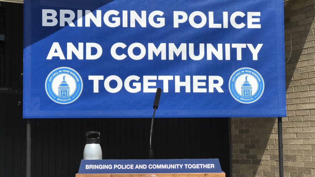 Empty podium with banner behind it