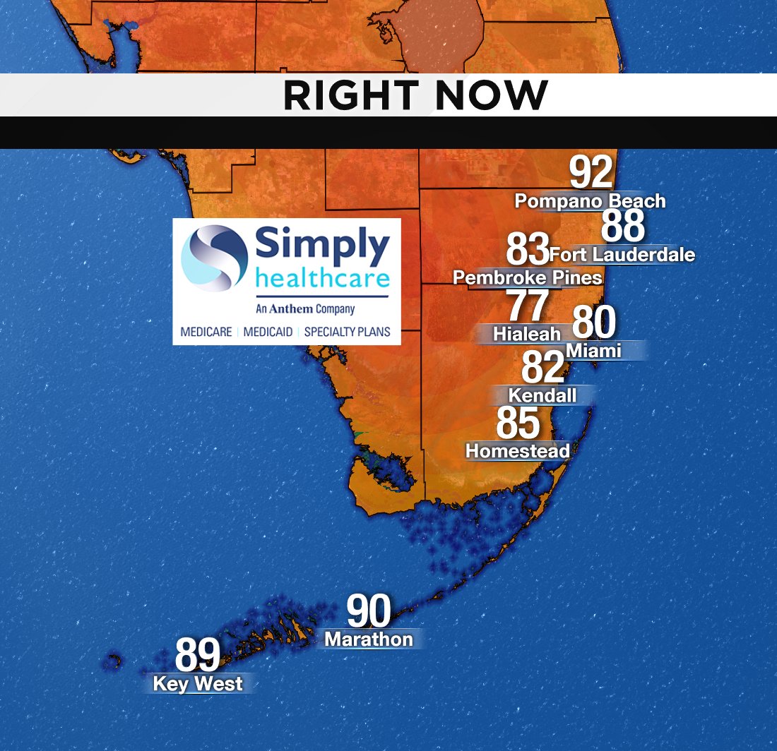 It's 2PM, here are south Florida's current temperatures. #BROWARD #MIAMIDADE #FLKEYS Presented by Simply Healthcare https://t.co/cbbpKvhHmL
