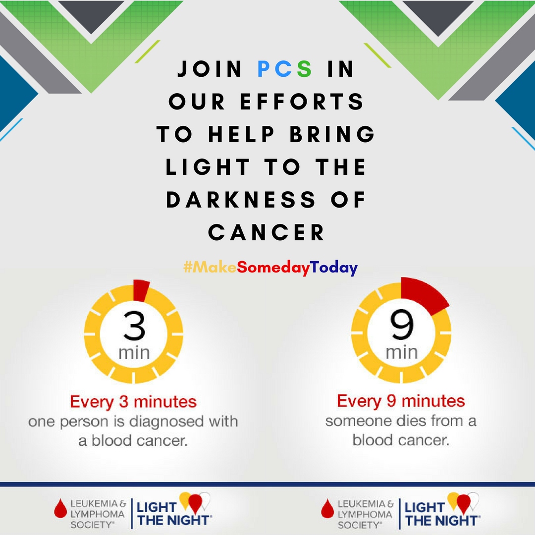 simplifywithIT's tweet photo. The facts are there, and they are alarming. PCS is beyond proud of our fundraising efforts in support of the Leukemia &amp; Lymphoma Society. Visit the link below and consider donating to help those who have been affected by Cancer!
https://t.co/LGAXzuV1Fc
#wearePCS #lightthenight https://t.co/FMeMlDnpkl