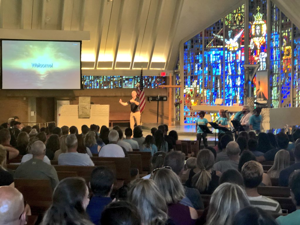 CUAA_MHockey's tweet photo. CUAA’s @PrRyanPeterson leading the opening chapel ceremony and welcoming the new students to #CUinAnnArbor https://t.co/BDQxUj6ICk