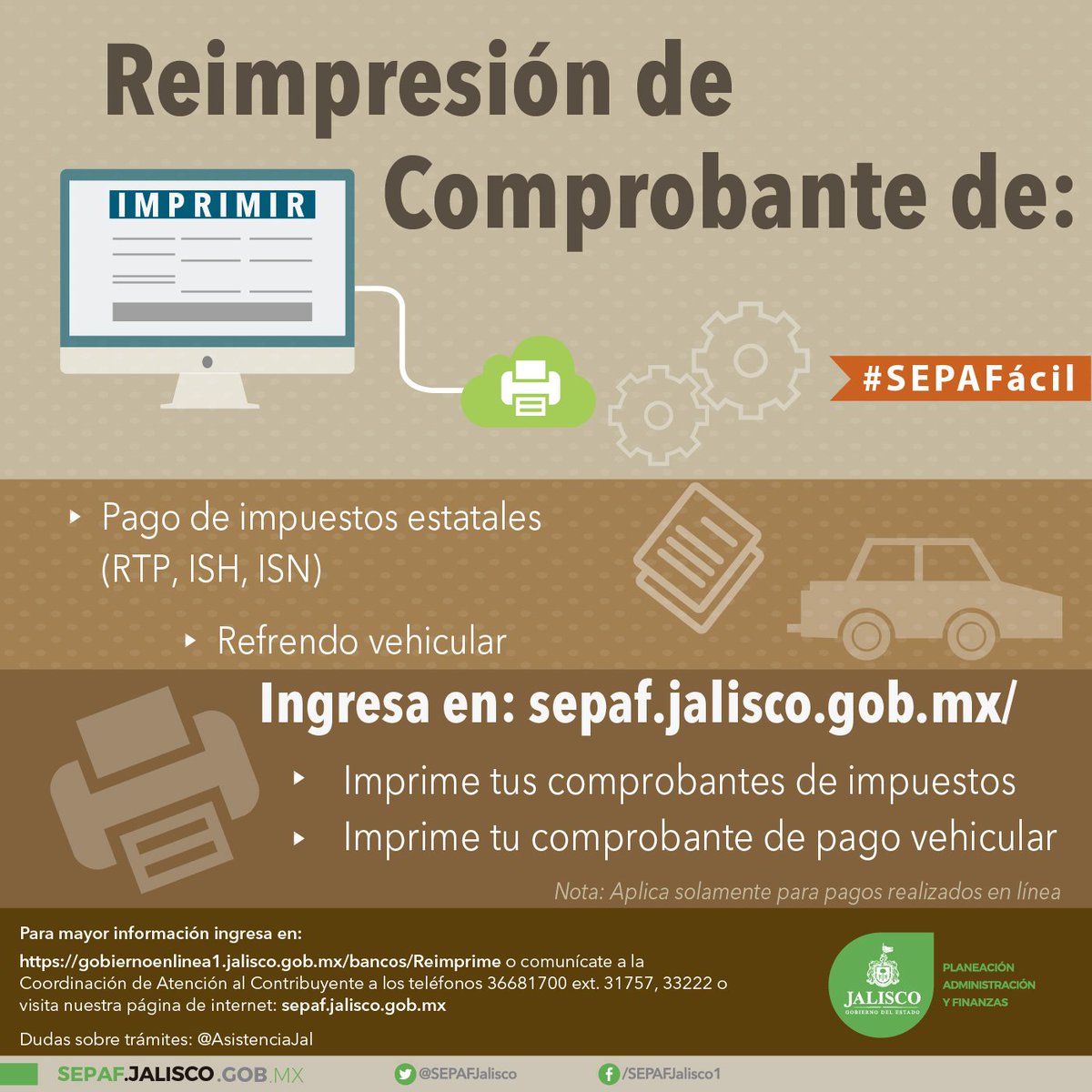 #SEPAFácil ¿Necesitas reimprimir algún comprobante de pago realizado en línea? ingresa en gobiernoenlinea1.jalisco.gob.mx/bancos/Reimpri…