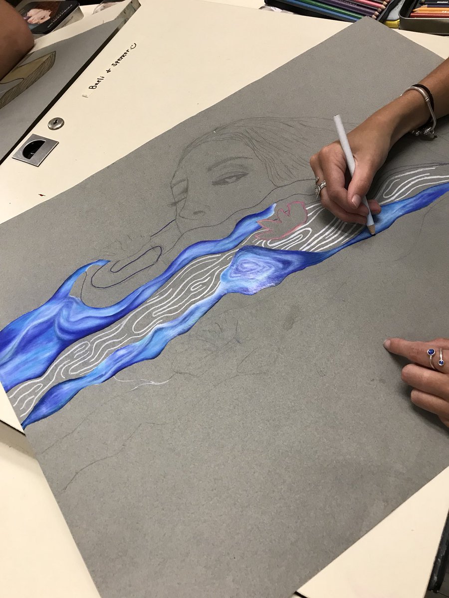 AngieGuilfoyle's tweet photo. AP Drawing @Kings_HS contour line/color pencil rendering project in process @Kings_Schools #RelateCreateInnovate #apdrawingintimidation https://t.co/8sKhmP25ay