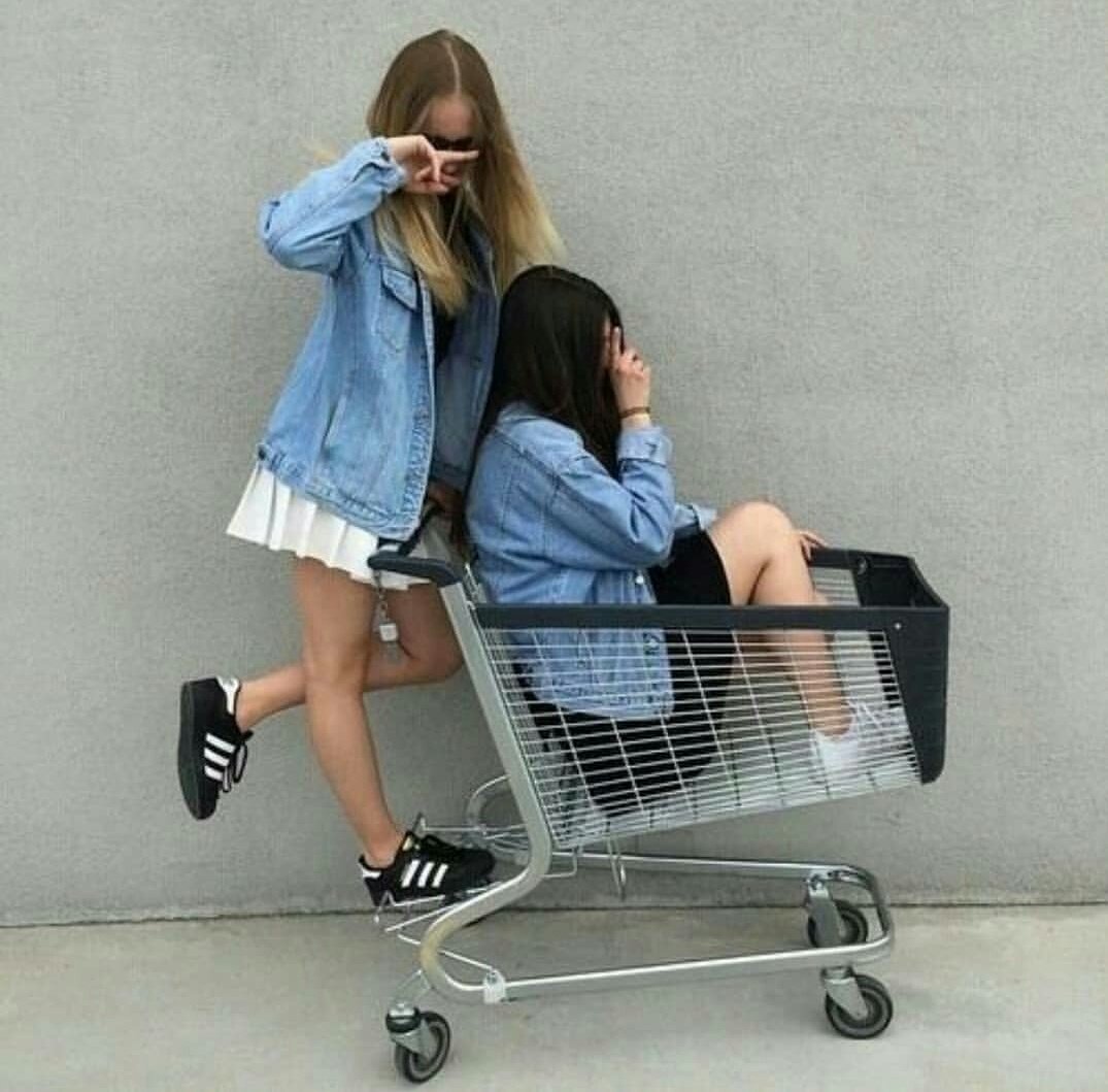 Две подруги в тележке