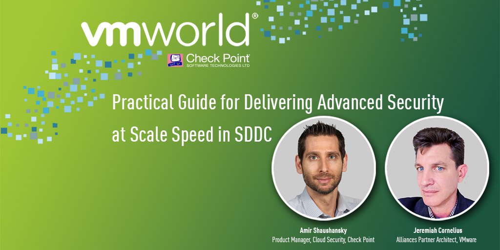 CheckPointSW's tweet image. Excited for #VMworld2018? On Monday Aug 27, 11:30-12:30, @VMware and Check Point present best-practices to building #advancedthreat prevention security into #SDDCs without compromise: bit.ly/2o074iH #CloudGuard @vmwarensx