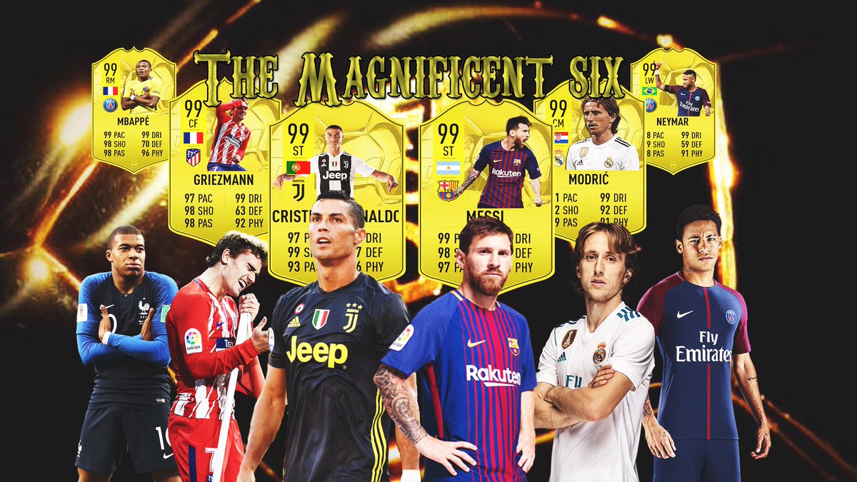 _ItsGhost_'s tweet image. "THE MAGNIFICENT SIX" @ArmoryRTs @Relay_RTs @NightRTs @GFX_Alert @GridcoreRTs @AlienRTs  @Relay_RTs🔥@TeamMessi @FCBarcelona @Cristiano @lukamodric10 @AntoGriezmann @neymarjr @KMbappe #CR7 #CristianoRonaldo #antoinegriezman #lukamodric #neymarjr @EASPORTSFIFA
