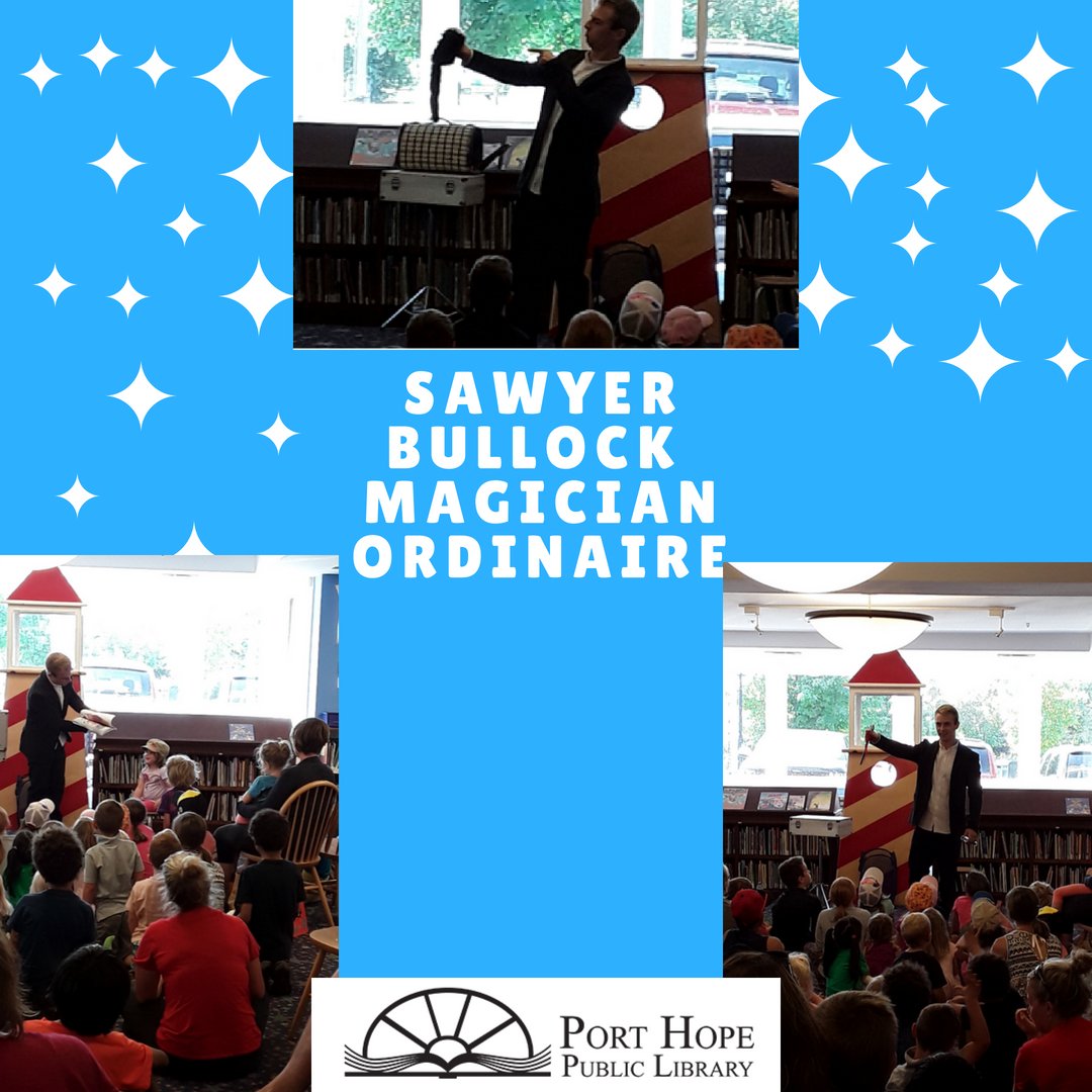 PortHopeLibrary's tweet photo. What a magical way to wrap up our summer reading club! Thank you to everyone who joined the TD Summer Reading club and read books. Congrats to our grand prize winners! 
Thank you to the Rotary Club of Port Hope for their generous sponsorship. 
#tdsummerreading Sawyer Bullock https://t.co/4ov1hXrZlp