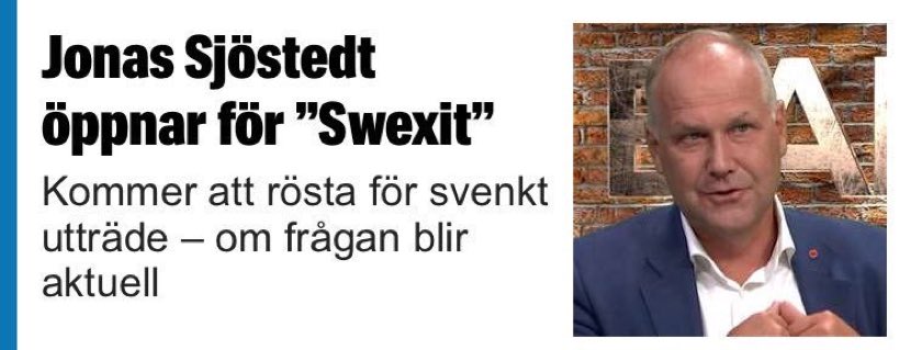 bjorklundjan's tweet photo. I går kväll skulle @jsjostedt rösta ja till swexit. 24 timmar senare vägrar han att svara på frågan hur han skulle rösta om han måste. Stabilt. https://t.co/y5beW5sOQ9