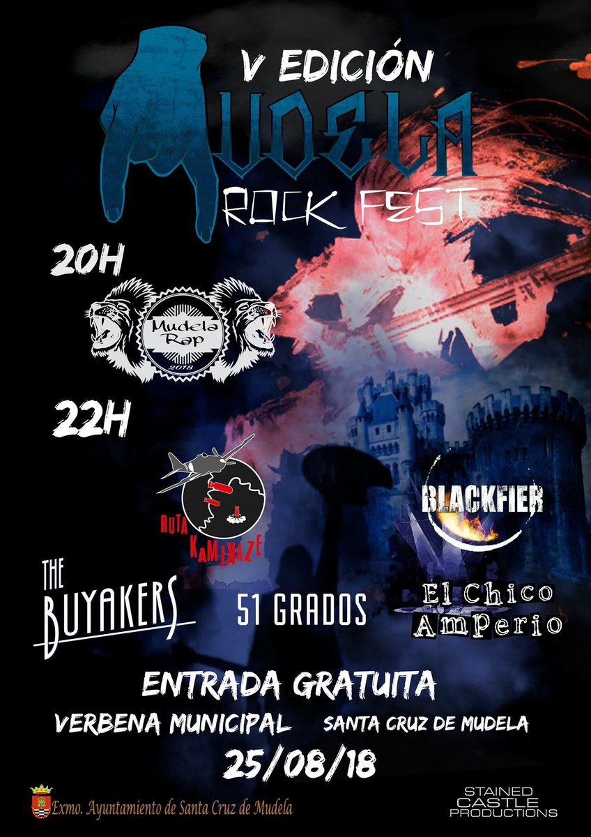 Este sábado se lía en Santa Cruz de Mudela!!! Con <a href="/51grados/">51grados</a> <a href="/ElChicoAmperio/">El Chico Amperio</a> #rutakamikaze #blackfier y #Mudelarap este sábado el V MUDELA ROCK FEST #MudelaRock #mudelarockfest #santacruzdemudela