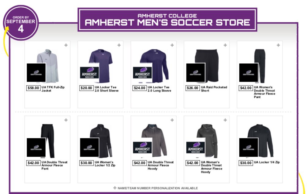 Amherst Men’s Soccer team store is NOWl LIVE! Click the link below to check out this years new gear!

bsnteamsports.com/v3/shop/team_s…