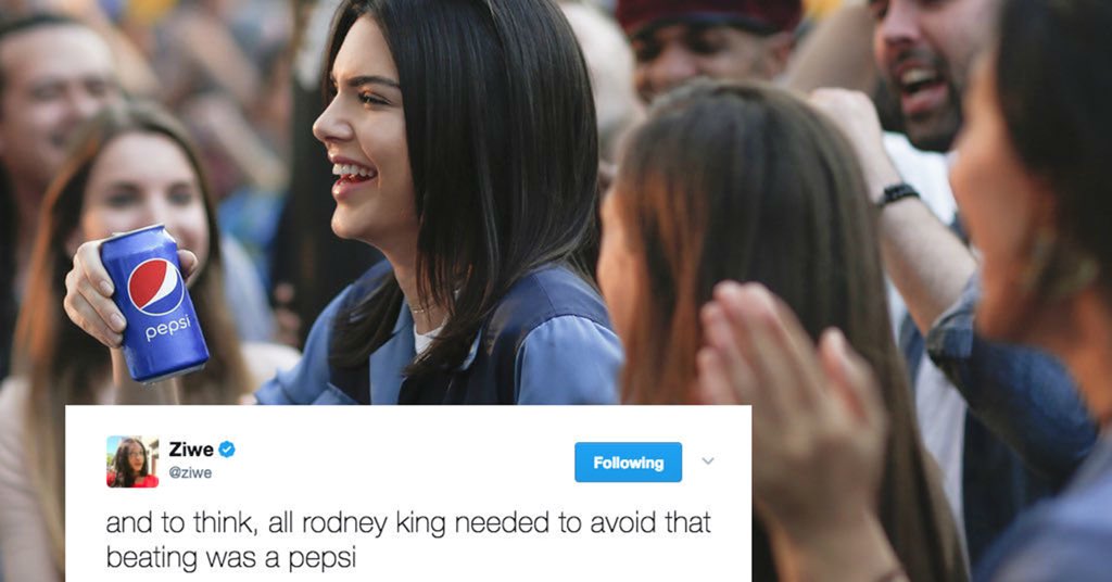 Jen_Faerber's tweet image. @AValiavska #COMM3460 #CPR2 An example of a company dealing with a pressing matter was when Pepsi released their commercial with Kendall Jenner causing both of them to receive backlash. This issue then made them use a rhetorical response to bring some relief to the situation.