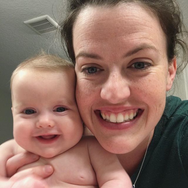 Maddie loves looking in the mirror before bath time. She’s so smiley when she sees herself and us. I wonder sometimes if she wonders who that other baby is with her mommy. When do they start recognizing themselves in the mirror? #qeepsake
