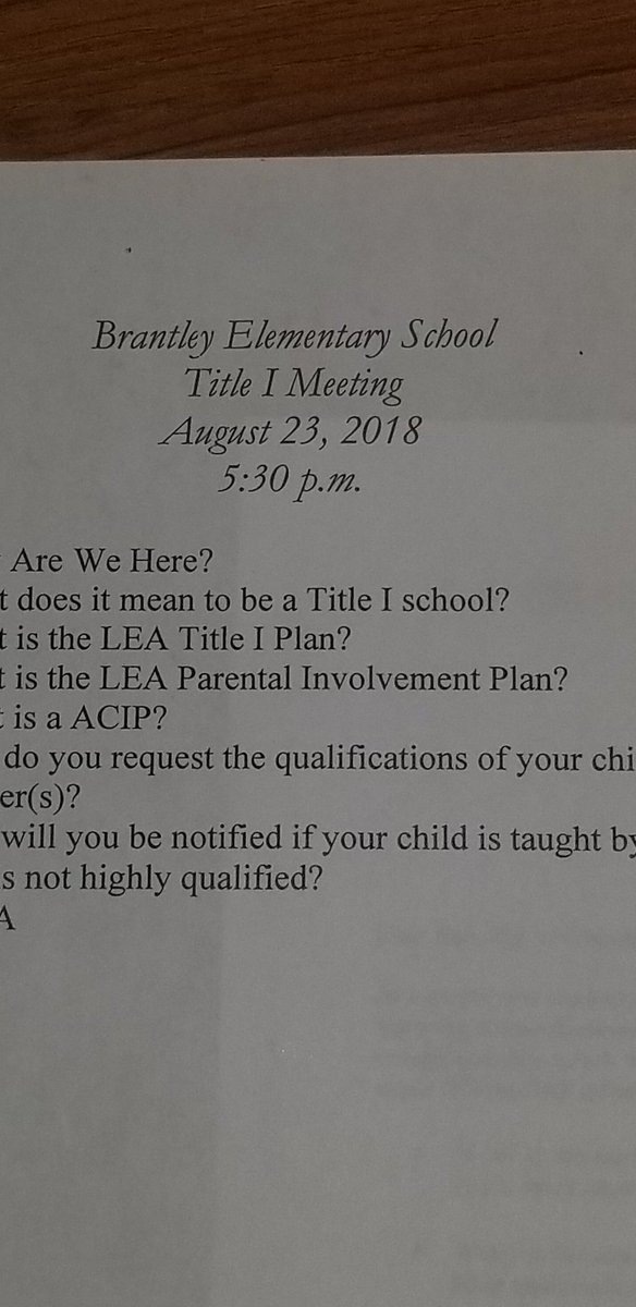 Brantley Elementary School's Annual Title 1 Parent Meeting! Principal Audrey Strong  #parentsrighttoknow #empoweringparents