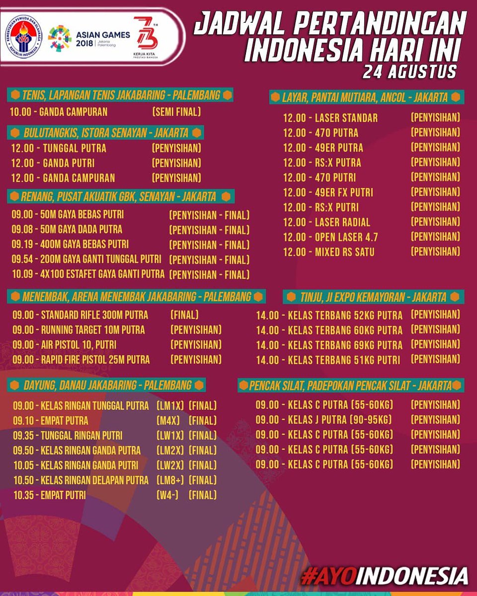 jadwal Asian Games