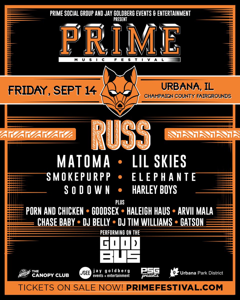 JayTVdotCom's tweet photo. 🎤 The 2nd round of artist announcements for @PrimeMusicFest Illinois is here! @Pornnchicken, @DJGoodSex, @HALEIGHHAUS, @youngmanmister, @DJBellymusic, #djtimwilliams, @ARVIIMALA, &amp; @iamGatson will be performing on #TheGoodBus! Get your tix at https://t.co/4W4F2bzHXU! https://t.co/od8FxpRmyl