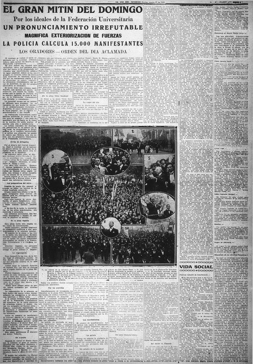 #universidadpublica Hace un siglo, en agosto de 1918, estudiantes universitarios con el apoyo del pueblo, coparon las calles de la ciudad de Córdoba, en pos de los ideales de la Federación Universitaria. Publicado en <a href="/LAVOZcomar/">LAVOZcomar</a>