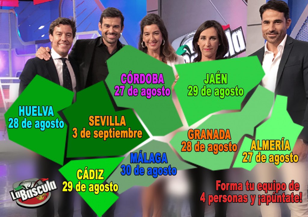 La próxima semana arrancan los casting de la SÉPTIMA TEMPORADA!! Has buscado ya tu equipo de 4 personas? Te esperamos MUY PRONTO EN <a href="/canalsur/">CanalSur</a>