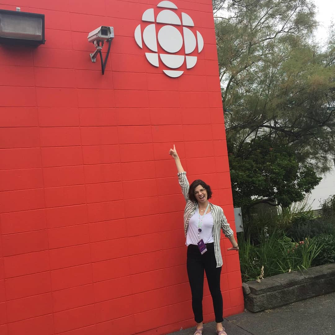 BlueElTheatre's tweet photo. Company member Sophie Chappell at #CBCVictoria today to record a #FoolsParadise preview (alongside Chantelle Potier). Tune in and keep your ears out for our spot! We open TONIGHT! ✨✨✨

 @IntrepidTheatre #yyjfringe #yyjfringe2018 #yyjarts #yyjtheatre https://t.co/YsJi3HLDqb