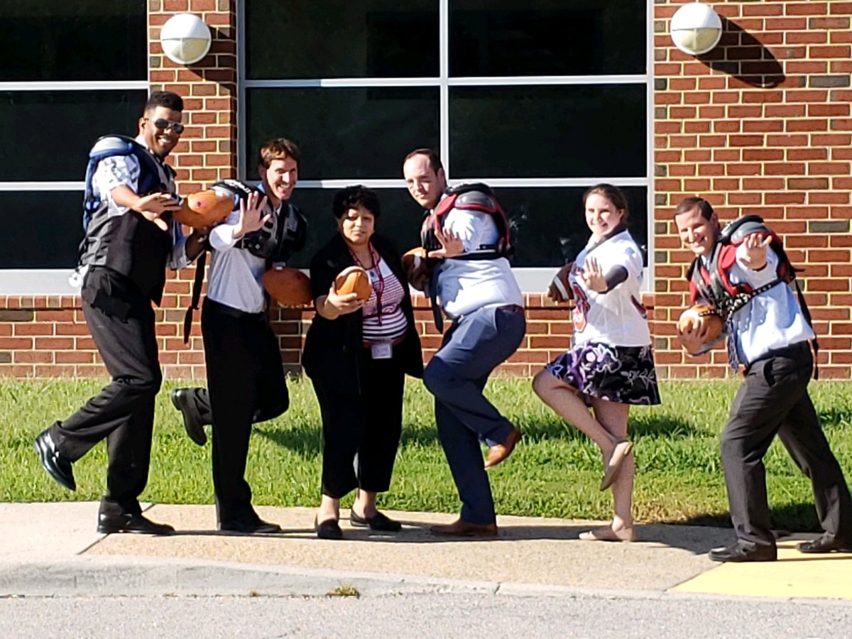 JohnMurrayEdD's tweet photo. Warrior fans, check out our football/cheer program admin pic. Business underneath, Matoaca spirit on top #MatoacaProud @matoacahsathlet @benshindler @MatoacaHigh @Stephanielasmit @StefanieRMooney https://t.co/YvMXaTg3xA