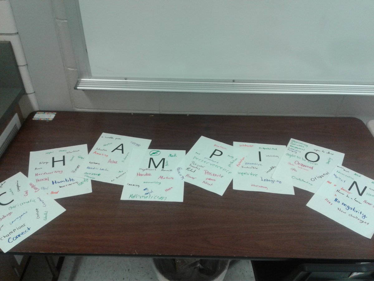 sragruhn's tweet photo. My Wildcat Hour did an amazing job of brainstorming characteristics of a champion! #powerofWE @WRidgeMS https://t.co/kQ6G9GNQYo