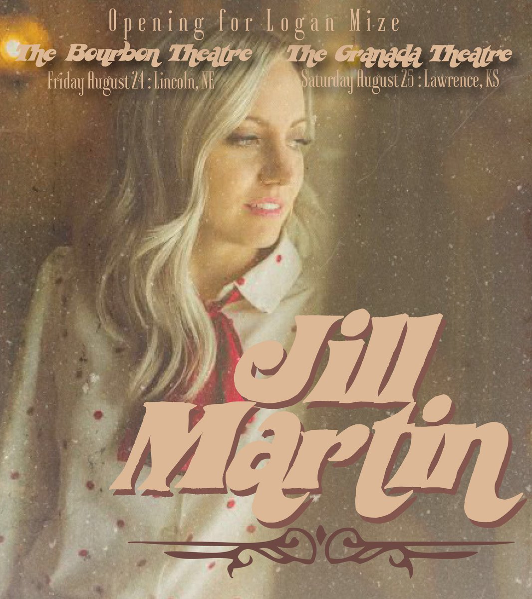 LoganMize's tweet photo. I’m always excited to be out on tour but when this one gets to join me life is a lot sweeter. Make sure you get there early this weekend and listen to this smoke show @jillmartinmusic in Lincoln, NE and Lawrence, KS. Gonna be a fun one! #loganmize #jillmartin #themizes https://t.co/uJAFbB6cLd