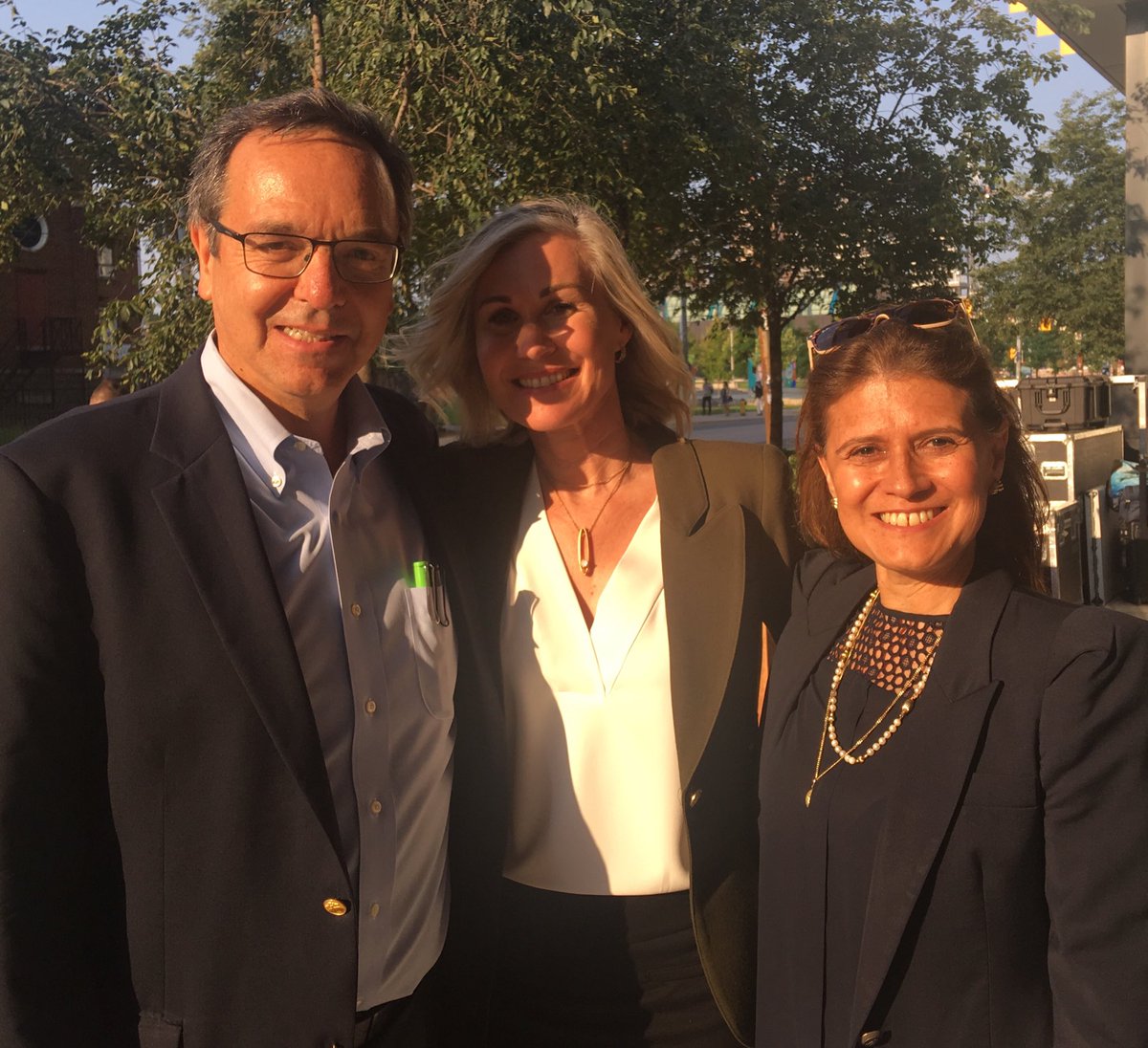 Penalosa_G's tweet photo. Enjoying previous minutes before formal campaign launch #Keesmaat4mayor of Toronto. Chatting w Jen and my wife Claudia on issues. Our city is good, far from great. Huge opp to elect great Mayor &amp; Council. #Equity. #SustMobility. #City4All. Bold projects, DOING. https://t.co/kf9MRUAjAg