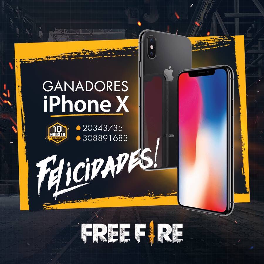¡Ellos son los ganadores de un increíble iPhone X del evento de Aniversario!😍😍

¡Felicidades!🎉🎉
#FreeFire