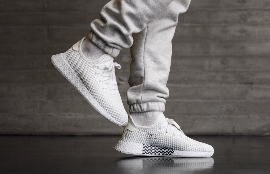 adidas originals deerupt trainers in triple white