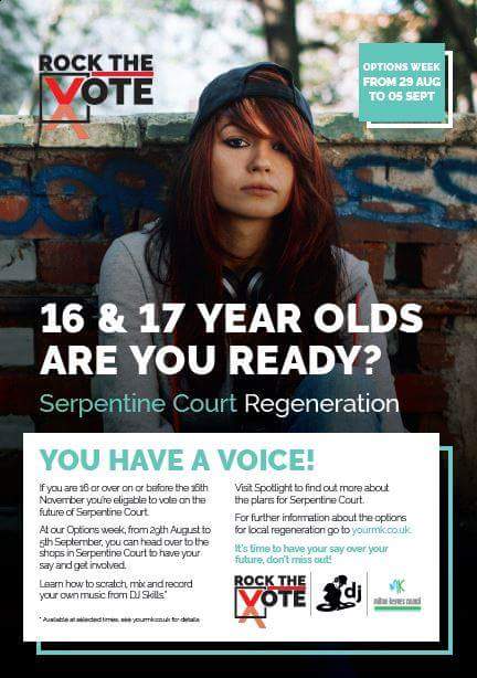 Serpentine Court Regeneration, 16 &amp; 17 year olds, It's Your Time! Please share
