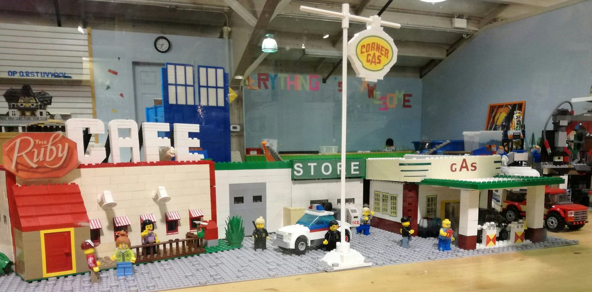40kmFromNowhere's tweet photo. We #Riverdogs may not have too many cool/nerdy @CornerGas collectables like action figures, a #FunkoPop set, or a #CornerGasAnimated comic book available to us yet, but at least we've got #Lego so we can make our own! Just like this awesome fan did!

@virginiatv @fredewanuick https://t.co/It1WXXfBTA