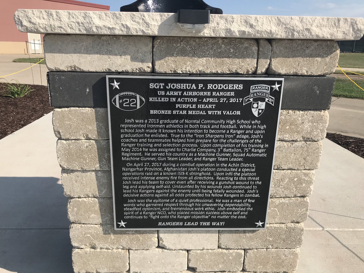 IronFootball's tweet photo. Dedication of the Sgt Joshua P. Rodgers Iron Warrior Memorial Walkway #IronSharpensIron https://t.co/maXUHd0azF