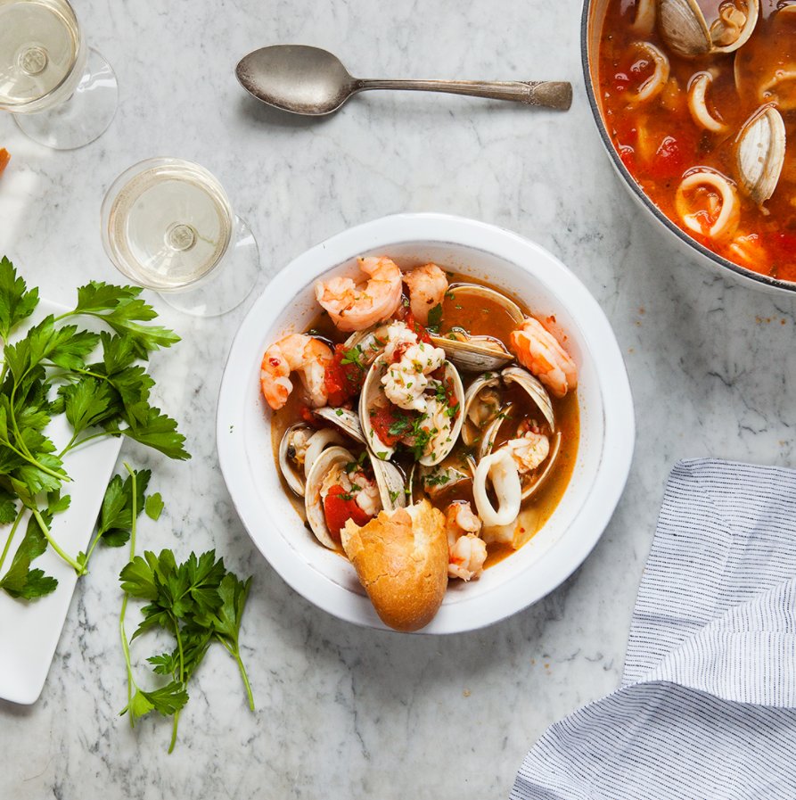 Ahh, cioppino. We can't resist this comforting yet sophisticated Italian-American fish stew.

Don't forget to serve with thick slices of crusty bread to ensure that not a drop of the fragrant broth goes to waste: goo.gl/lvY07W