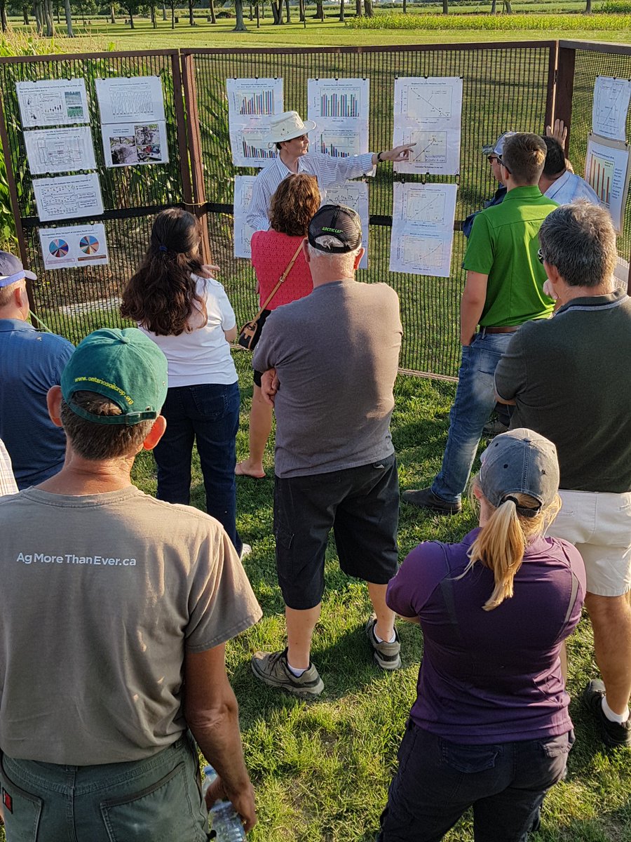 Anne_Verhallen's tweet photo. #escia Twilight Tour with Dr Dan Reynolds Brookston soils are fragile - need to have 4 % carbon - yes that is carbon so almost 2x that for organic matter @AAFC_Canada https://t.co/plluGsQyX8