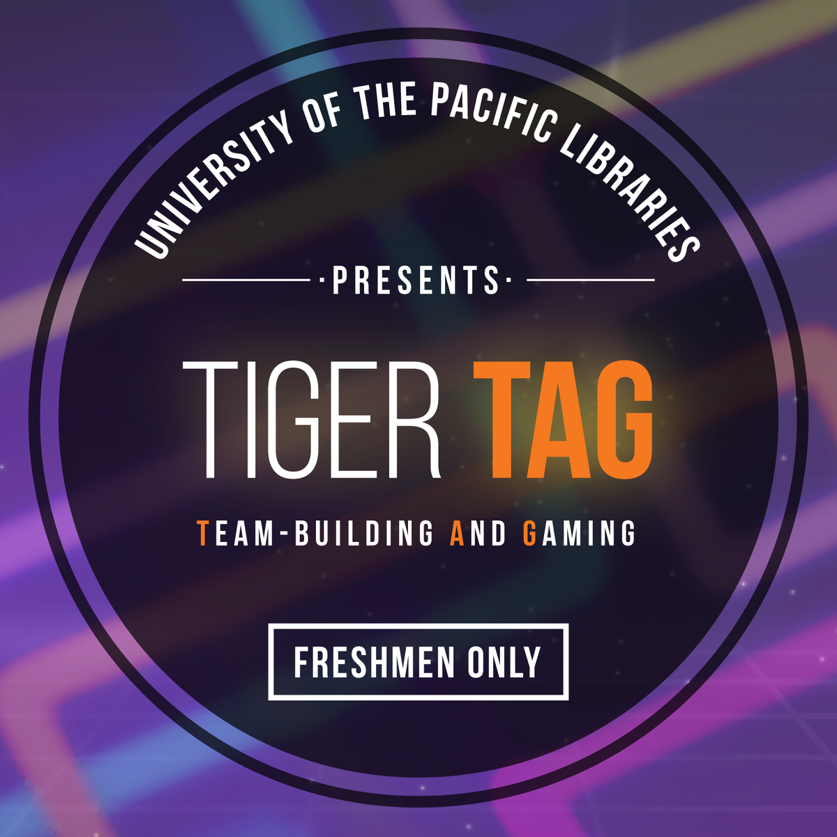 PacificLibrary's tweet photo. Calling all FRESHMEN! Today, Aug. 23rd @ 7PM–9PM, we will be hosting Tiger TAG in the Library to welcome you to #UOPacific. Come play laser tag! FREE 🍕 & beverages! Please meet at the library lobby. See you all there! 🖐#LetsGetIt #TigerTAG #pacificlibraries https://t.co/94cr45qlsE