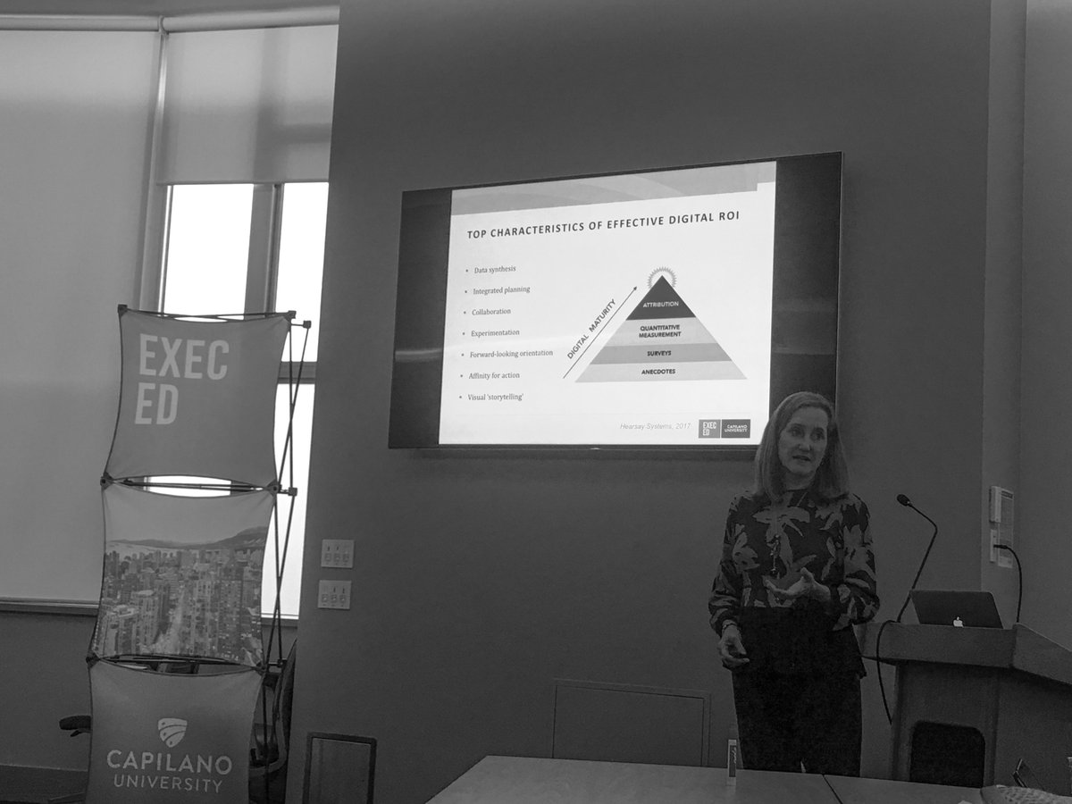 CapUExecEd's tweet photo. What are the top chararacteristics of effective #Digital #ROI? Loving the discussion on #online measurement and goal-setting with Andrea Southcott #ExecEd #Vancouver #CapilanoU https://t.co/hQNaTwUCQz