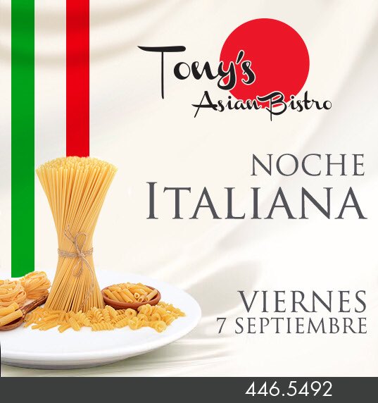 NOCHE ITALIANA <a href="/TonysAsianB/">TonysAsianBistro</a> 7 de SEPTIEMBRE #dondeirenaca #acapulco