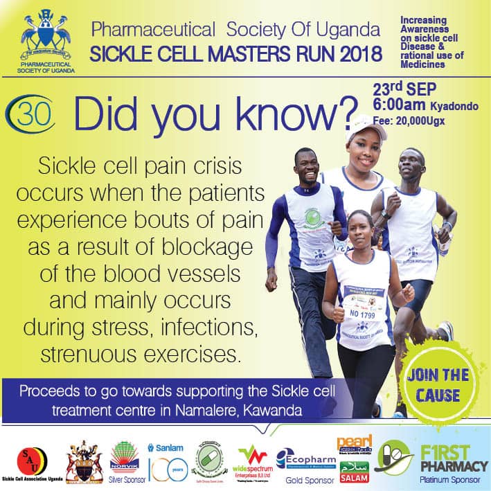 CellRun4's tweet image. As days are closing-in to the @CellRun4 are you ready to beat your personal best. Come Run for a Friend Come Run For your Sibling. 
#run4sicklecell on the 23rd September 2018 for only 20,000 UGX. Pick your Kit from
@firstpharmacyug Wandegeya &amp;amp; Mulago #sicklecell #scd #running