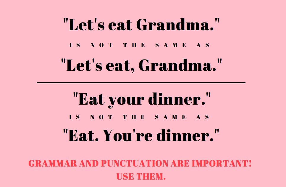 Show students how a comma or an apostrophe can drastically change the meaning of a sentence #acuedu_p