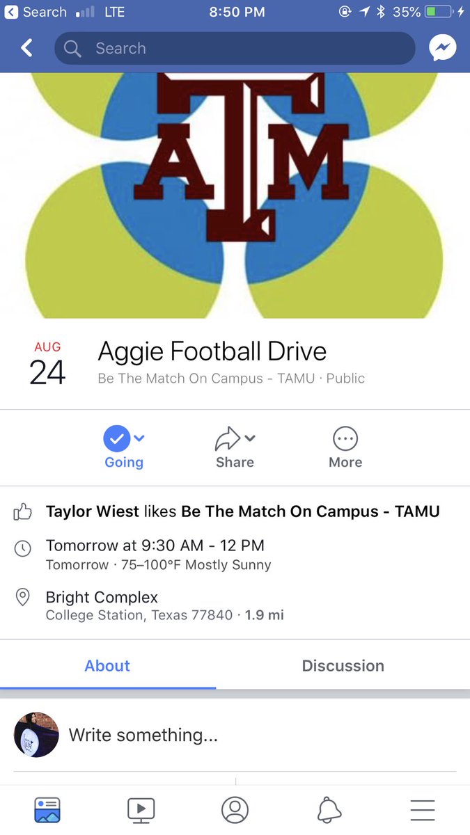 RileyK_Wagner's tweet photo. tomorrow the football team is getting swabbed for the bone marrow registry and you should too || @btmoctamu1 https://t.co/zaed7KQY15