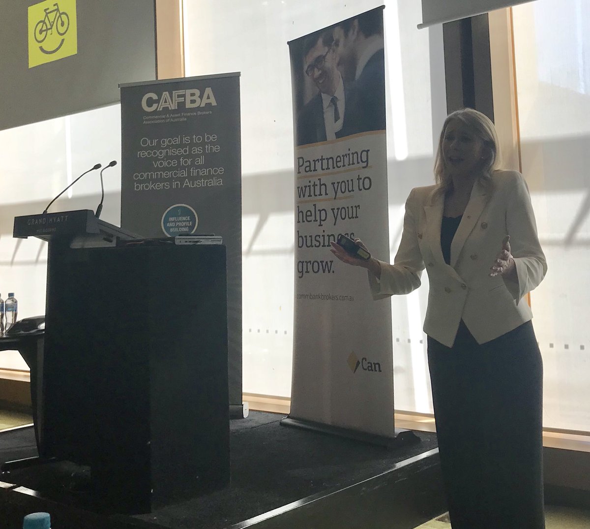 kaebee01's tweet photo. Listening to the inspirational @TraceySpicer at CAFBA conference.  Such a great speaker - and happy wedding anniversary to her today.  #CAFBA #girlboss #smallbiz #womeninbiz https://t.co/0XTyPOwOeH