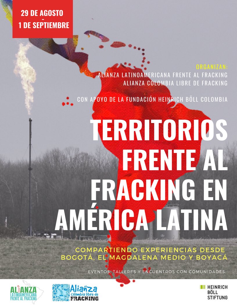 bogota_social's tweet photo. #ColombiaLibreDeFracking
Desde el próximo miércoles 29 de agosto al 1 de septiembre los invitamos a participar en las jornadas de Territorios Frente al Fracking en América Latina💚🌎 ¡En las imágenes encontrarán las actividades programadas! Los esperamos https://t.co/eVrzP1ecMi
