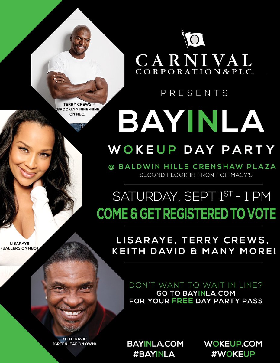 Come join us for our VOTER REGISTRATION - #WOKEUP DAY PARTY <a href="/bhcplive/">Baldwin Hills Crenshaw</a> SATURDAY, SEPT 1st - 1 pm WOKEUP.COM