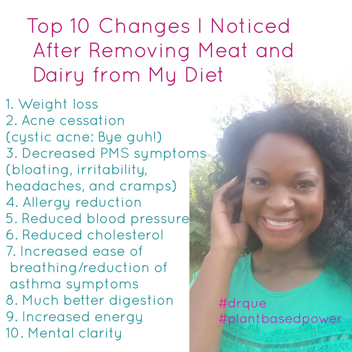Ditching dairy is one of the best decisions I have ever made. #plantbasedpower #healthandwellness #drque #plantbae #acne #cholesterol #hypertension #dripdrop