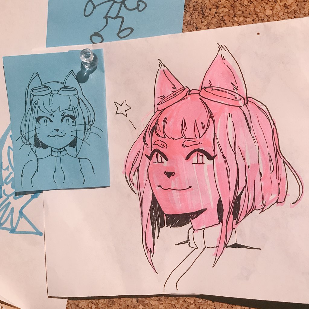 _nutboy's tweet image. doodles from during our conference call today 🐱