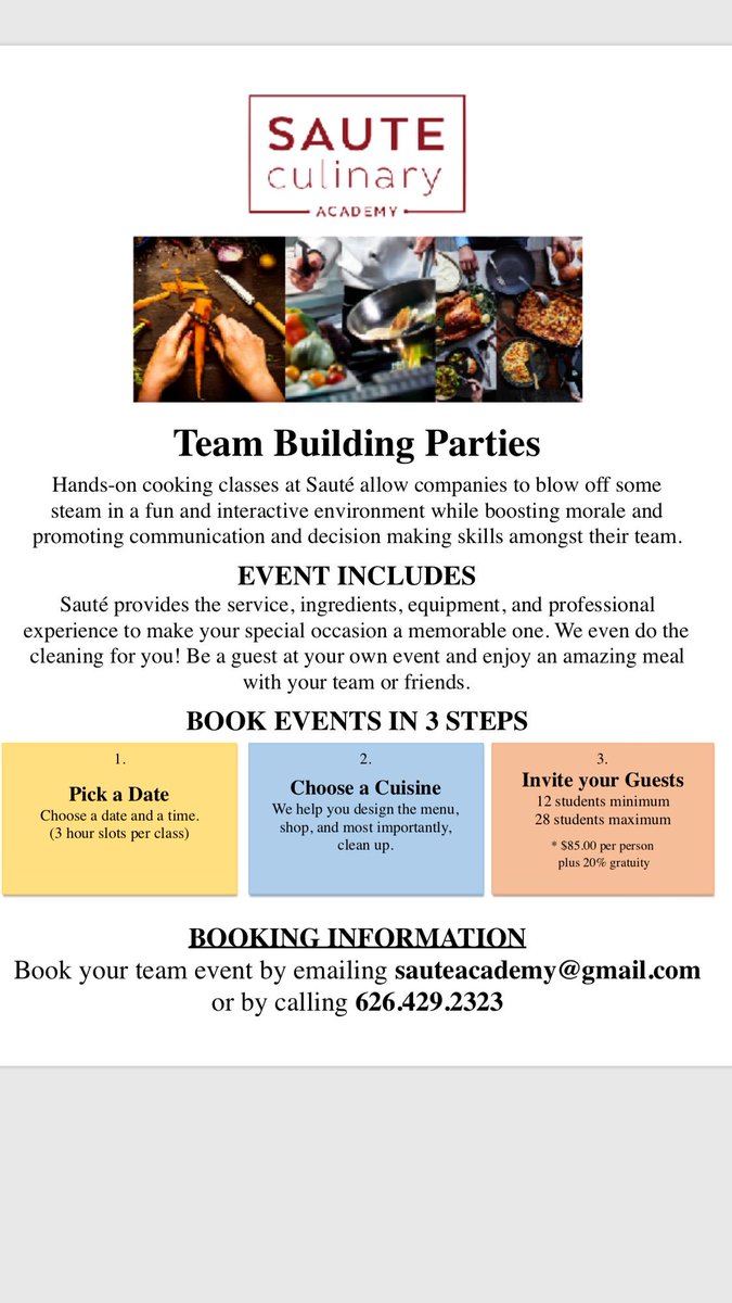 Sauteculinary's tweet photo. Not too early to book a team building event or your groups holiday party! https://t.co/xcKGmCv6Vq