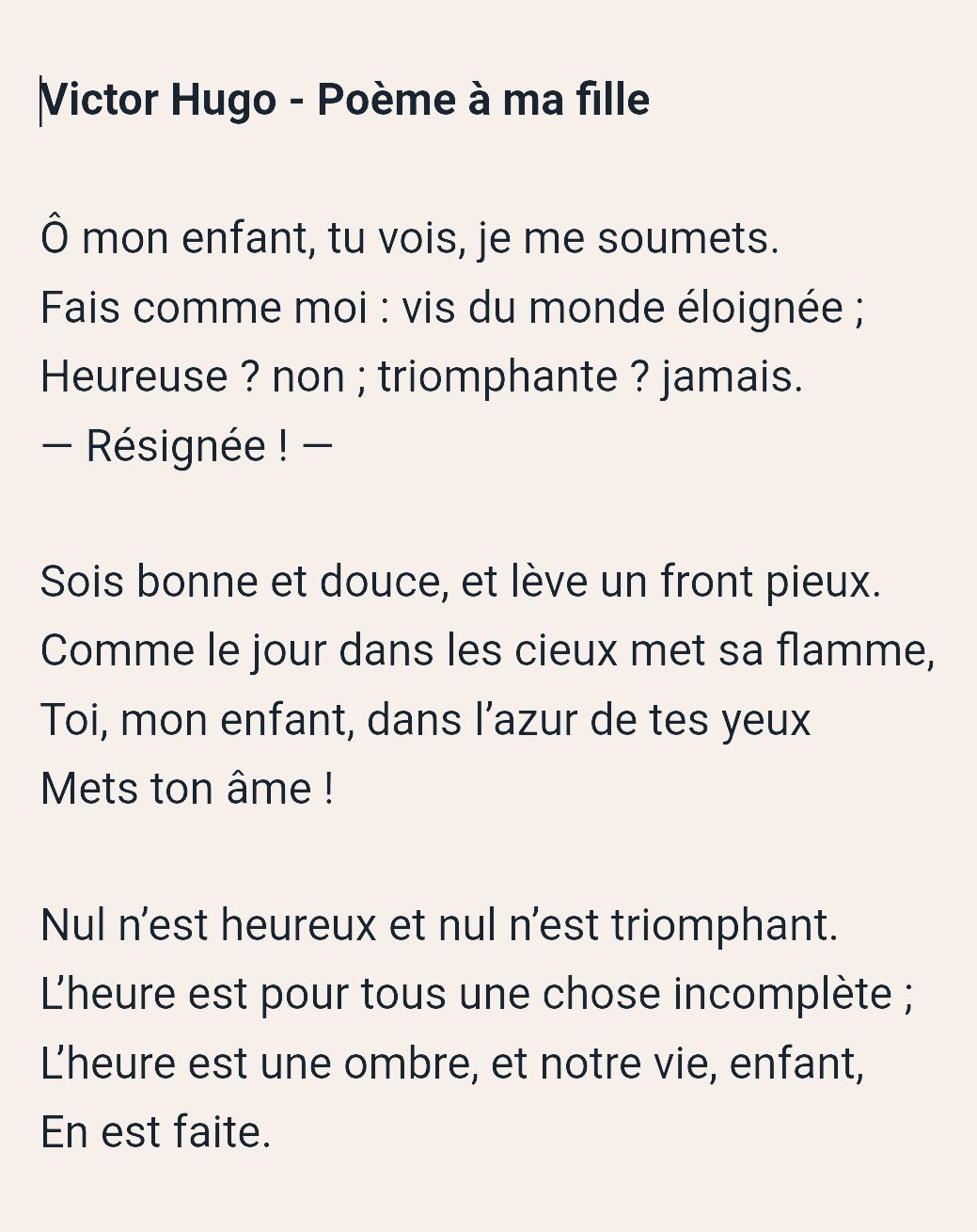 Bernard Georges On Twitter Ne Rien Hair Mon Enfant Tout Aimer Ou Tout Plaindre Victor Hugo Poeme A Ma Fille 1842