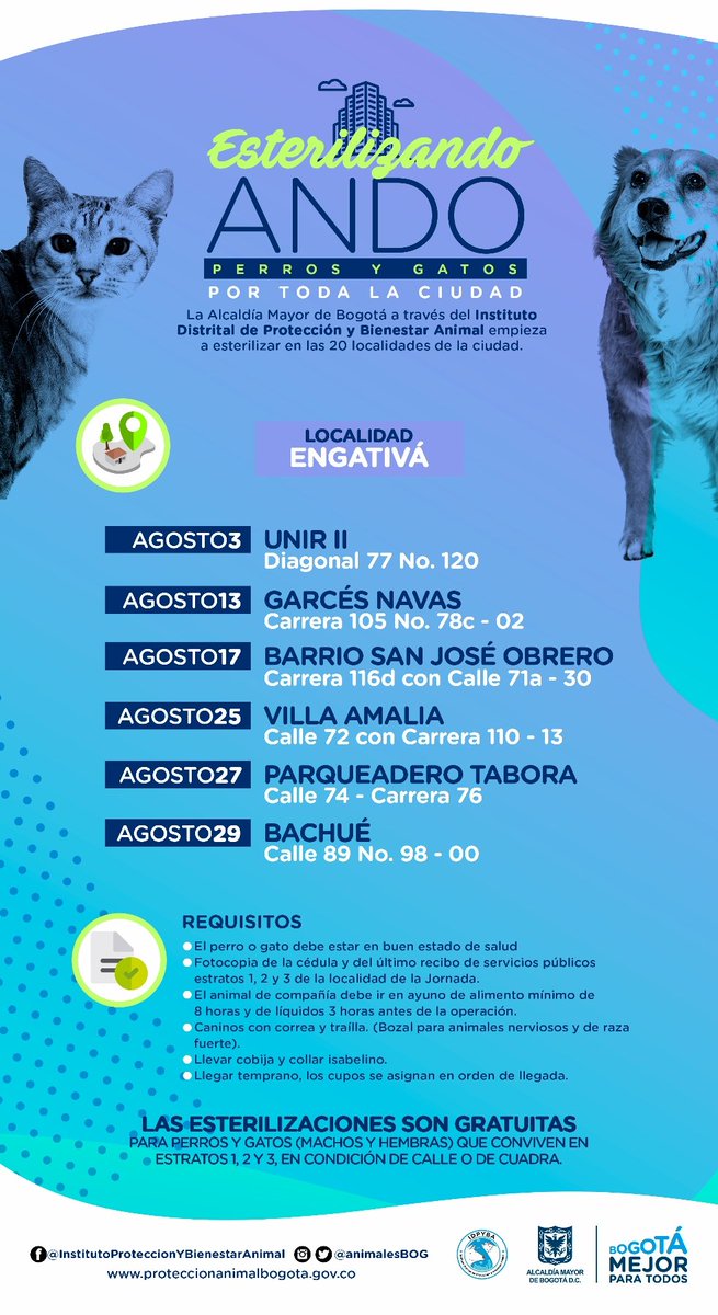 Protección Animal Bogotá в Twitter: „@parito76 @Bogota @teusaquillo13  @Citytv @NoticiasCaracol @CanalCapital @CaracolRadio @elespectador  @ArribaBogota @rcnradio @CABLENOTICIAS @NoticiasRCN Hola @parito76, te  dejamos el número para agendar la cita en ...